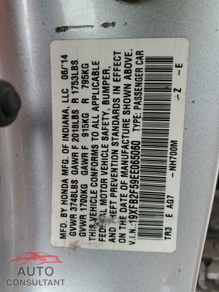 HONDA CIVIC 2014 - 19XFB2F59EE065060