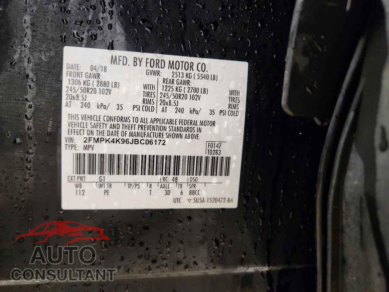 FORD EDGE 2018 - 2FMPK4K96JBC06172