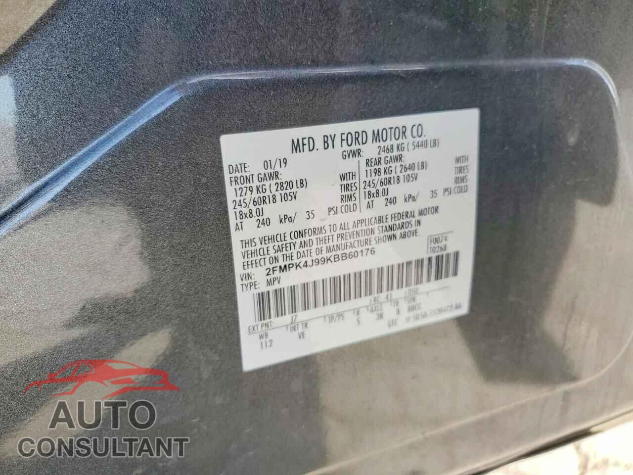 FORD EDGE 2019 - 2FMPK4J99KBB60176