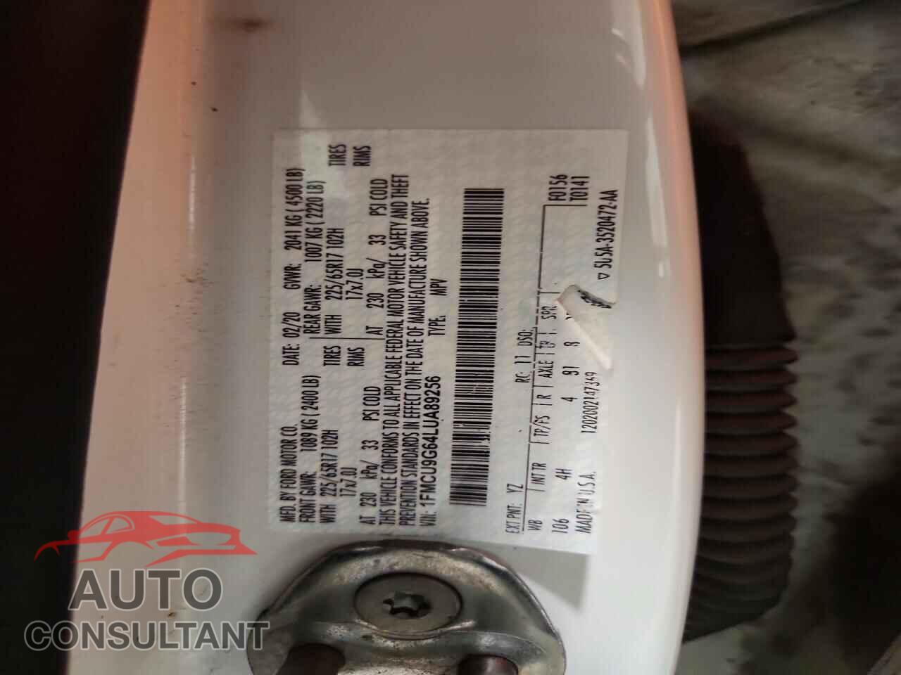FORD ESCAPE 2020 - 1FMCU9G64LUA89256