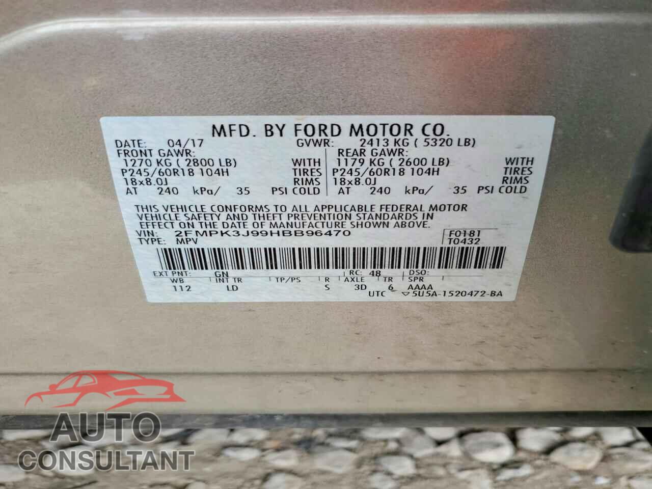 FORD EDGE 2017 - 2FMPK3J99HBB96470