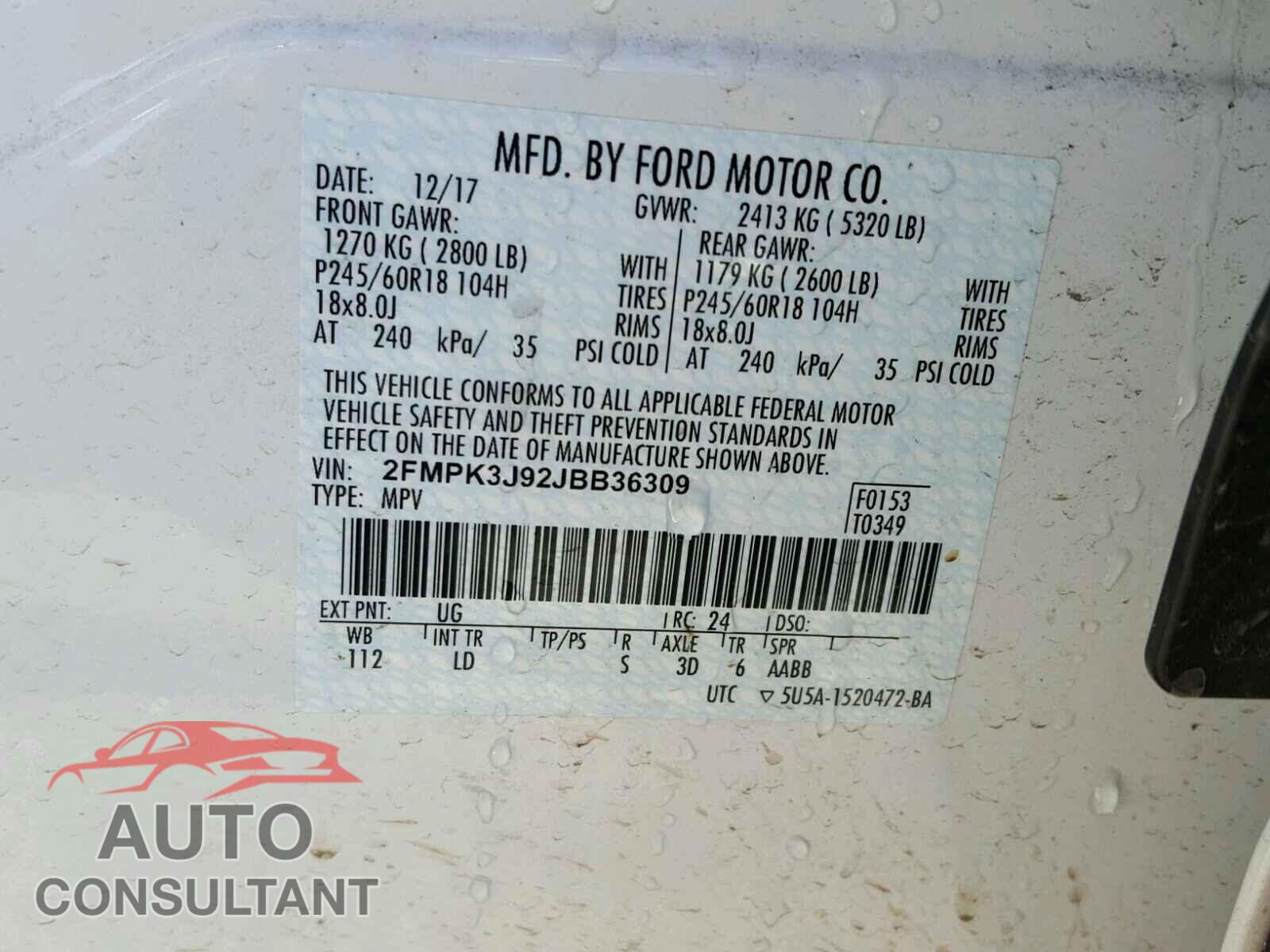 FORD EDGE SEL 2018 - 2FMPK3J92JBB36309