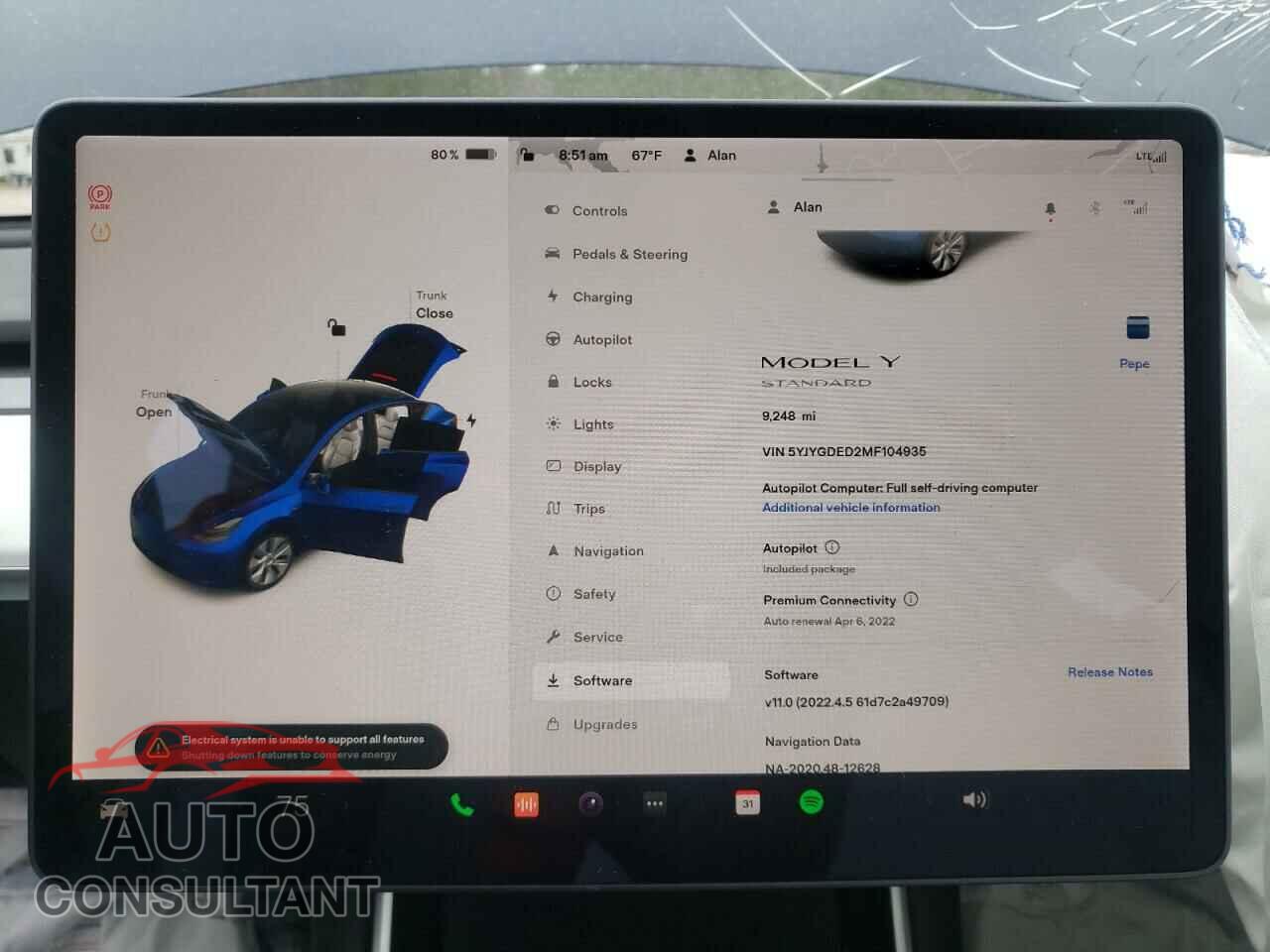 TESLA MODEL Y 2021 - 5YJYGDED2MF104935
