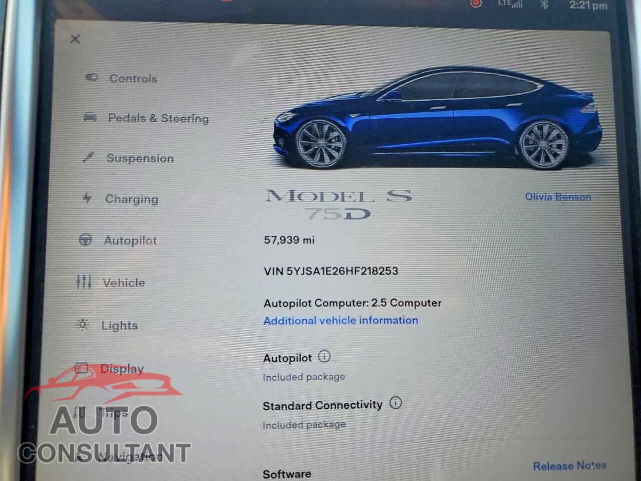 TESLA MODEL S 2017 - 5YJSA1E26HF218253