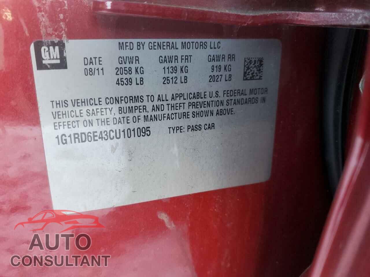 CHEVROLET VOLT 2012 - 1G1RD6E43CU101095