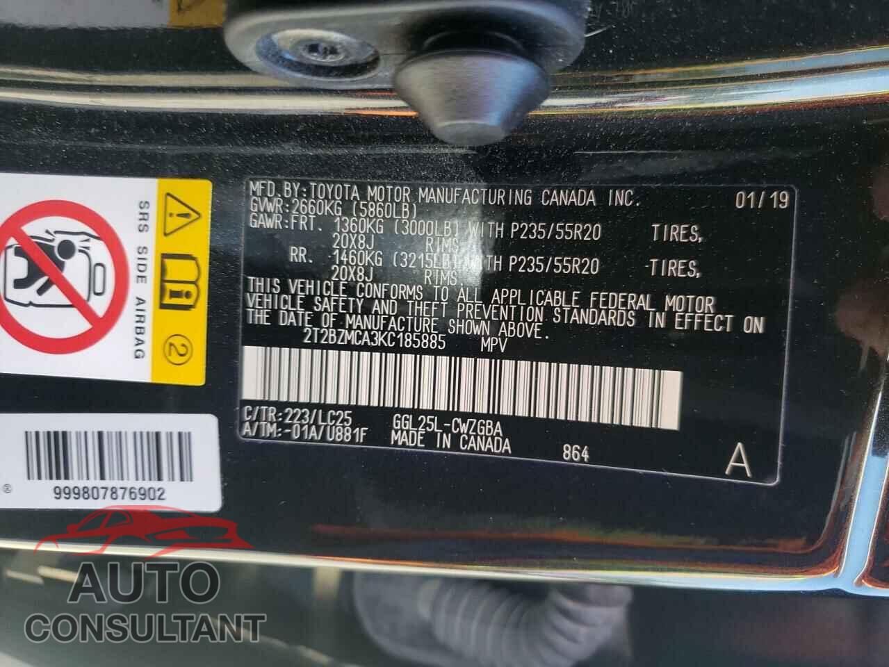 LEXUS RX350 2019 - 2T2BZMCA3KC185885
