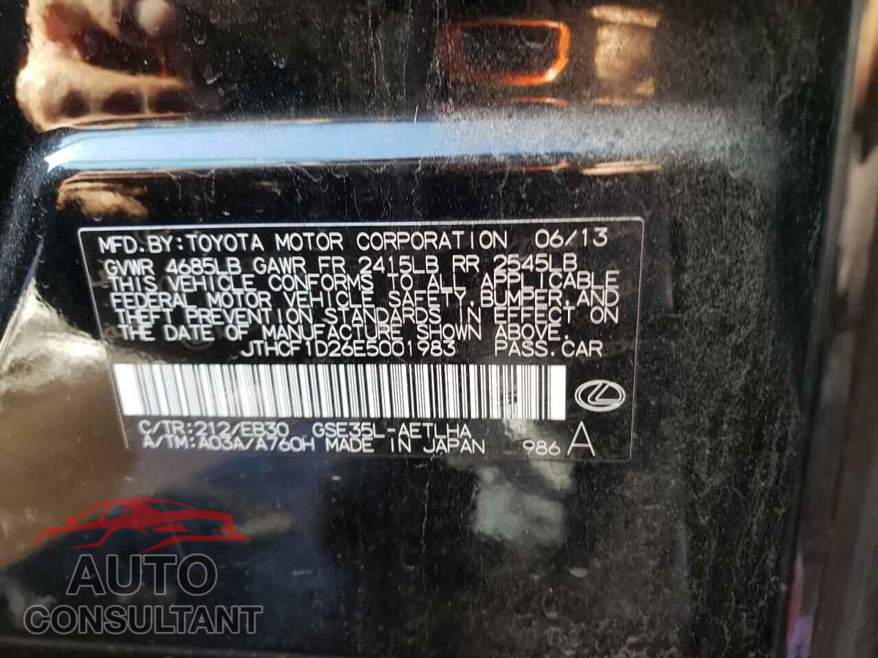 LEXUS IS 2014 - JTHCF1D26E5001983