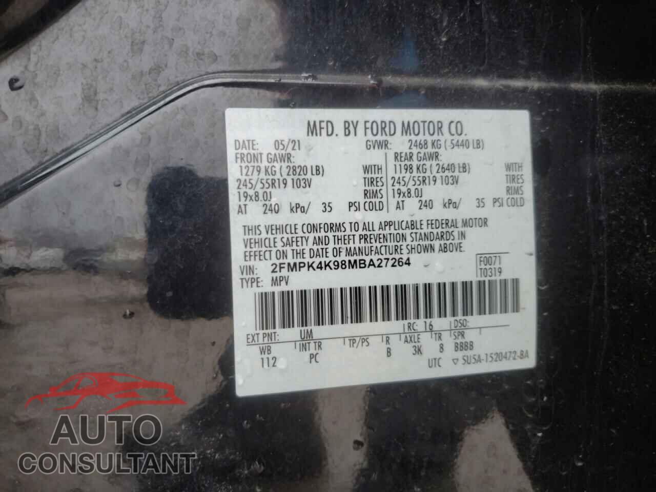 FORD EDGE 2021 - 2FMPK4K98MBA27264