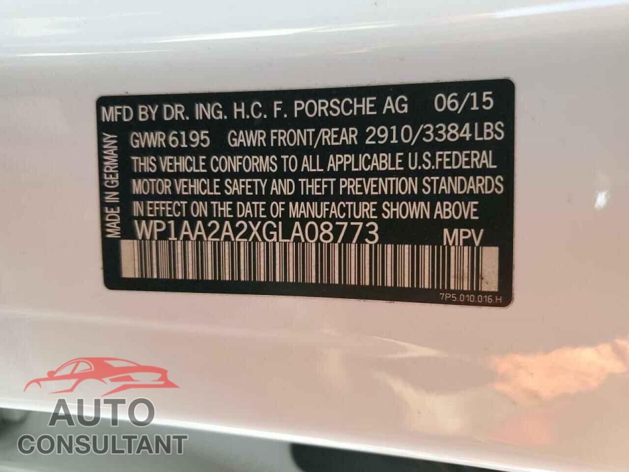PORSCHE CAYENNE 2016 - WP1AA2A2XGLA08773