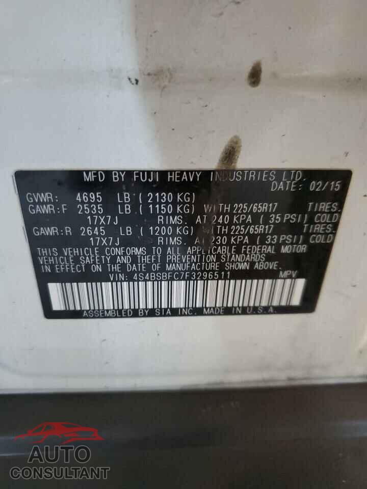 SUBARU OUTBACK 2015 - 4S4BSBFC7F3296511