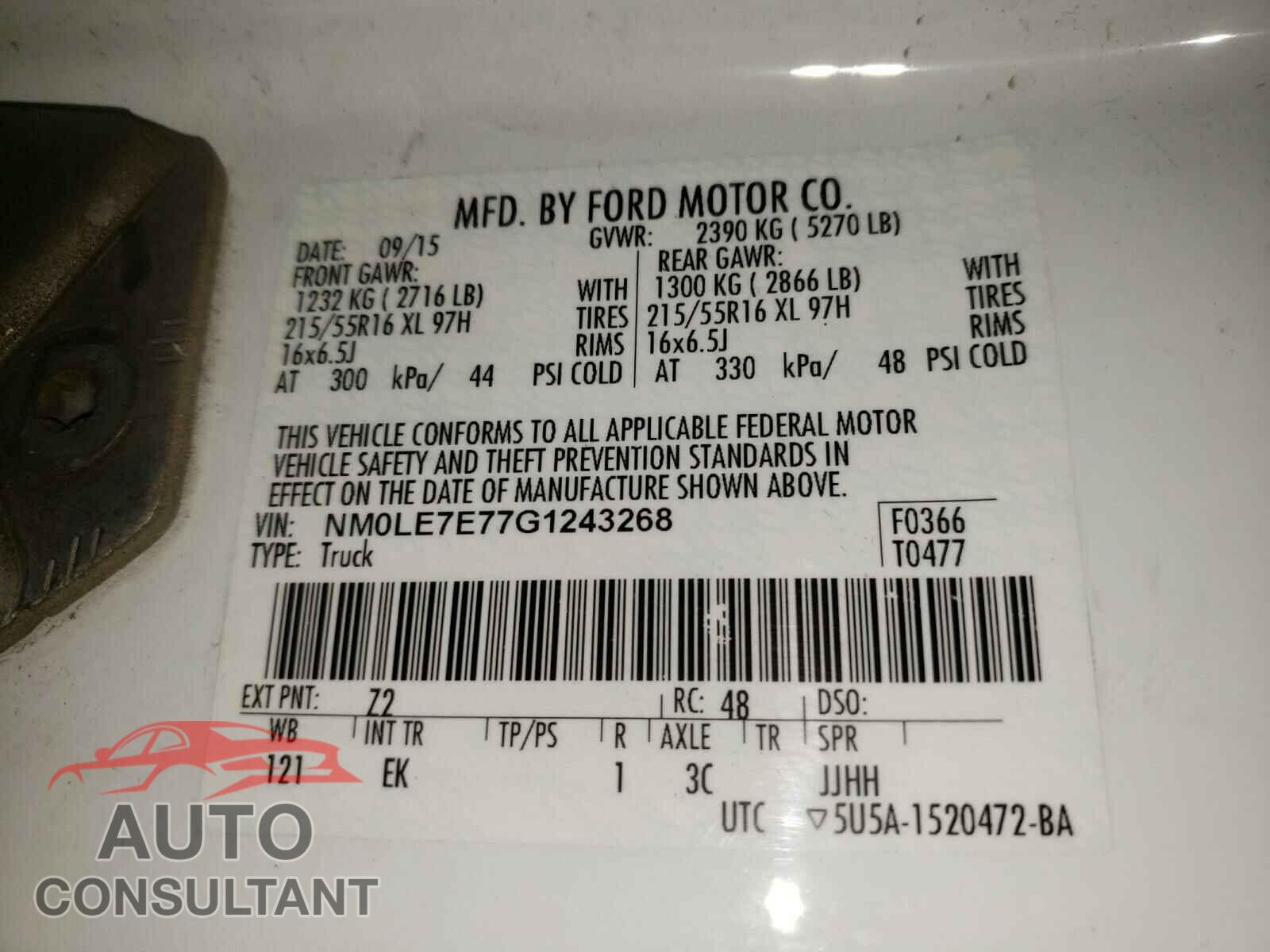 FORD TRANSIT CO 2016 - NM0LE7E77G1243268