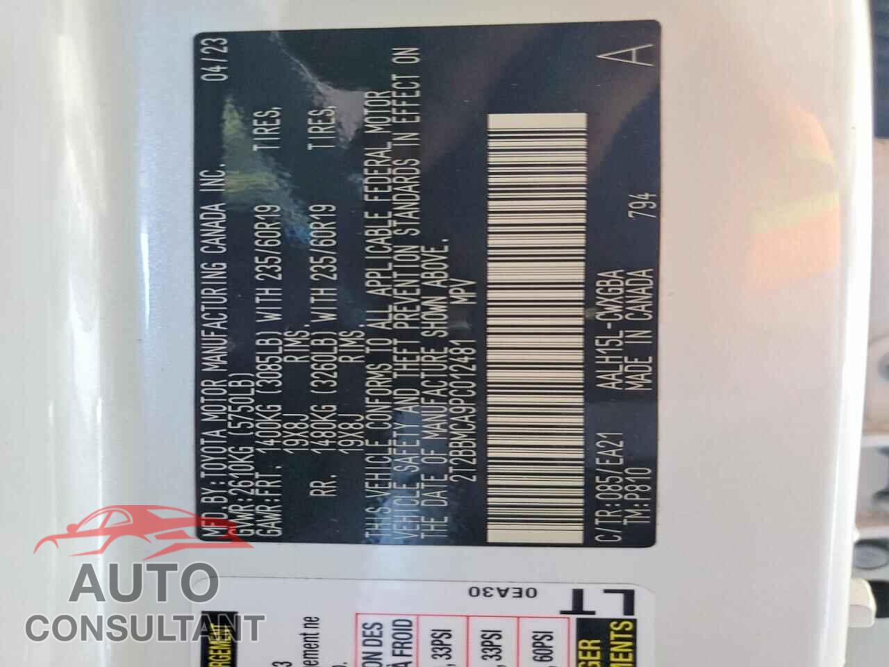 LEXUS UNKNOWN 2023 - 2T2BBMCA9PC012481