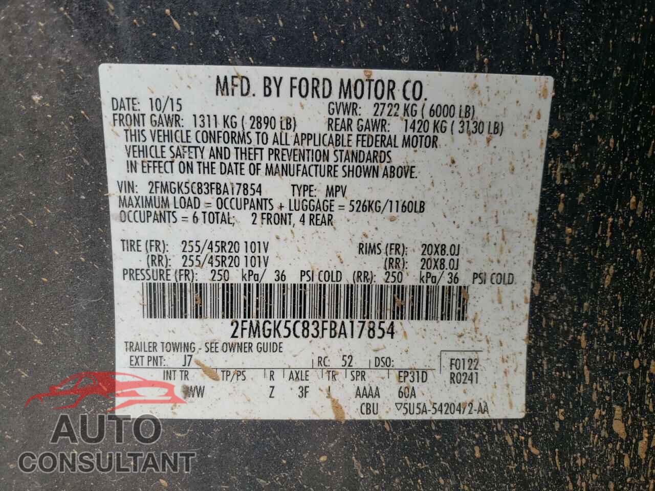 FORD FLEX 2015 - 2FMGK5C83FBA17854
