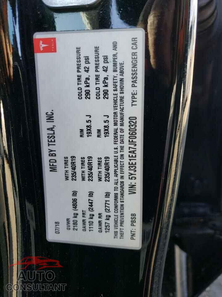 TESLA MODEL 3 2018 - 5YJ3E1EA7JF060320