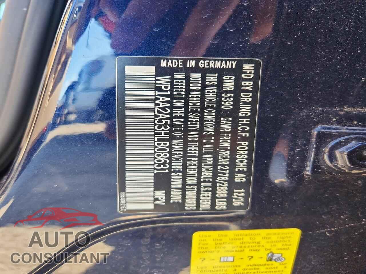 PORSCHE MACAN 2017 - WP1AA2A53HLB08631