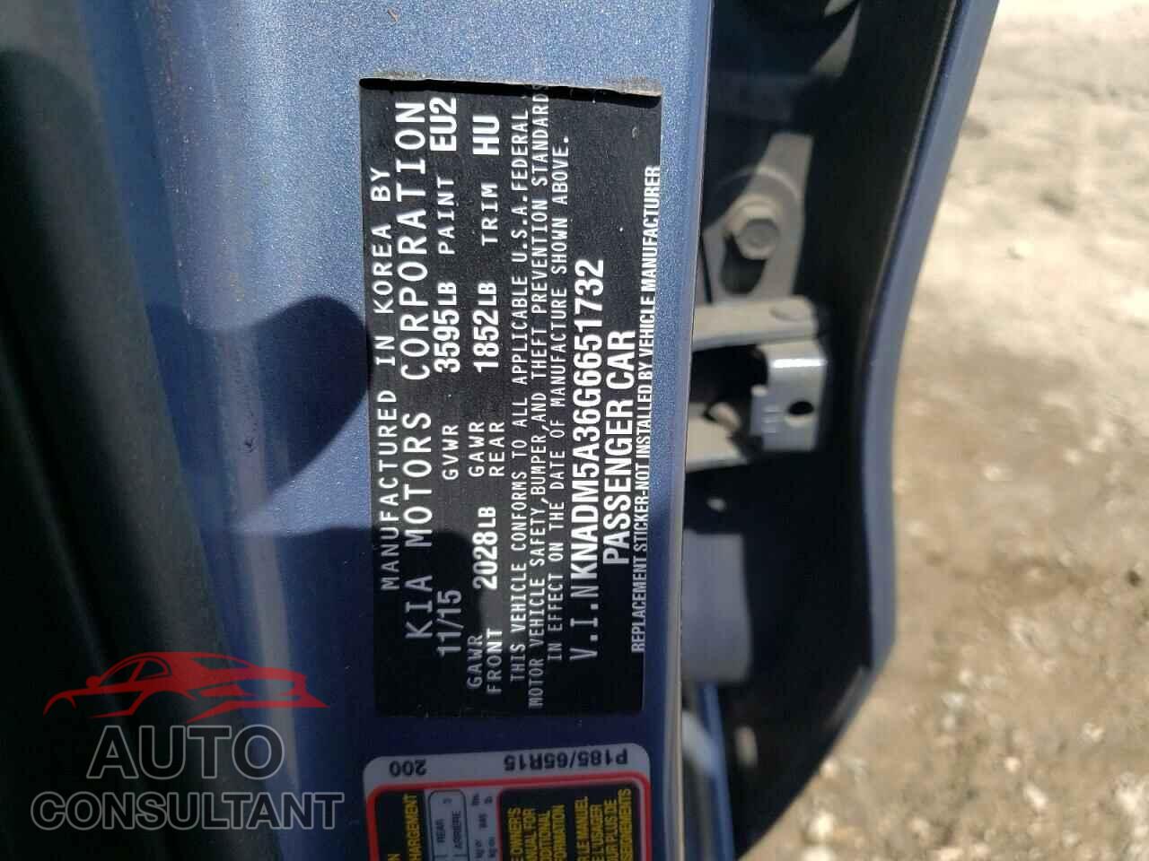 KIA RIO 2016 - KNADM5A36G6651732