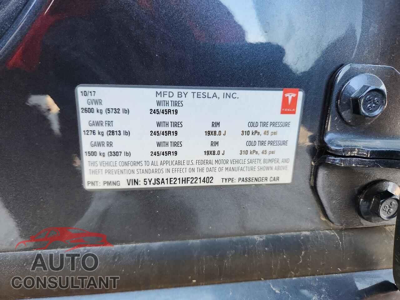 TESLA MODEL S 2017 - 5YJSA1E21HF221402