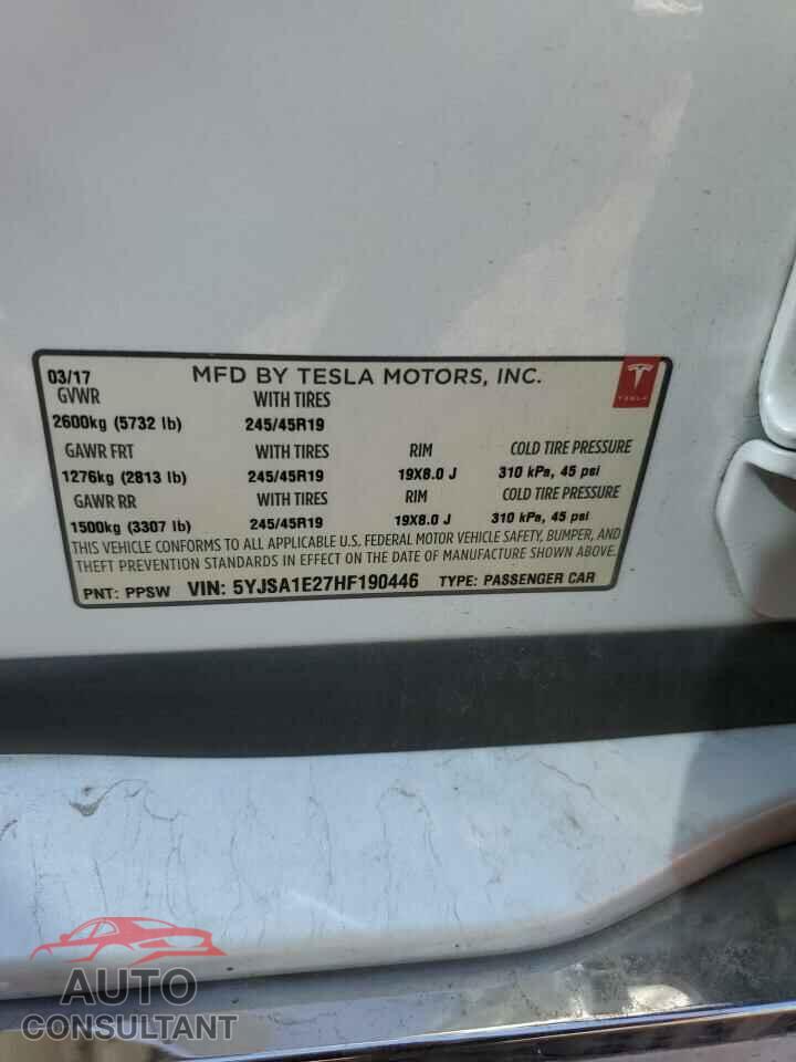 TESLA MODEL S 2017 - 5YJSA1E27HF190446