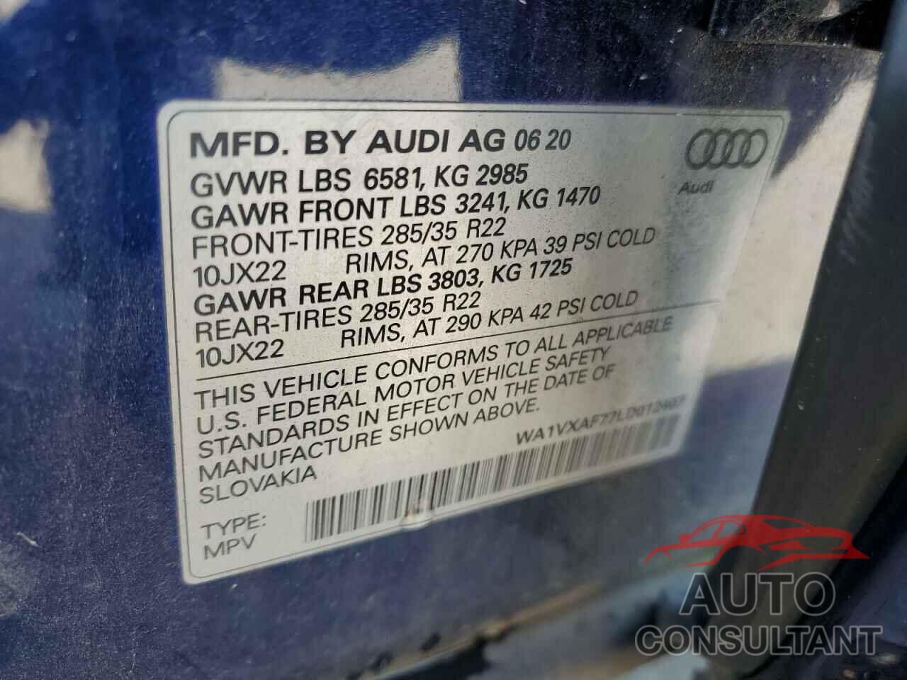 AUDI Q7 2020 - WA1VXAF77LD012407