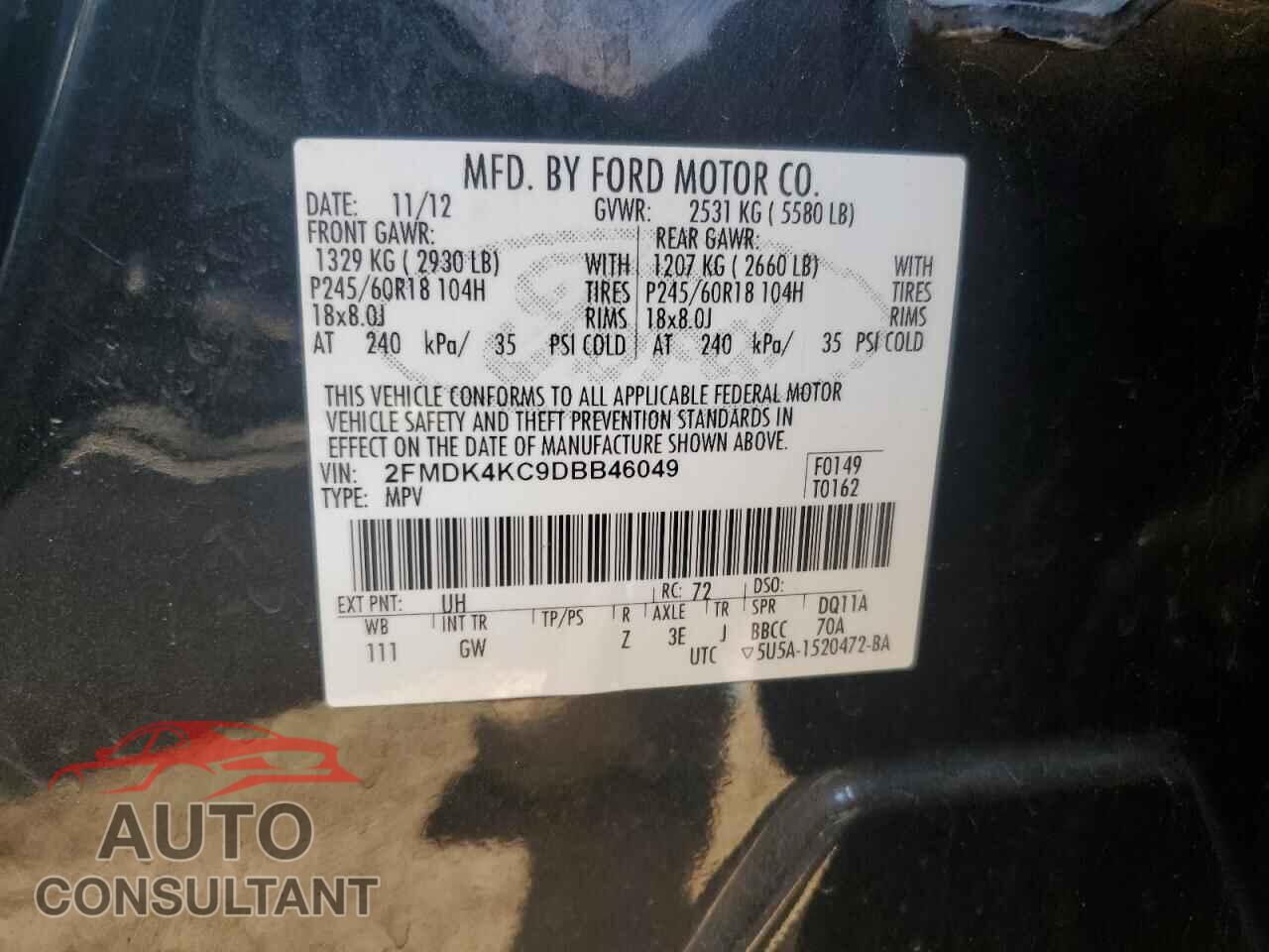 FORD EDGE 2013 - 2FMDK4KC9DBB46049