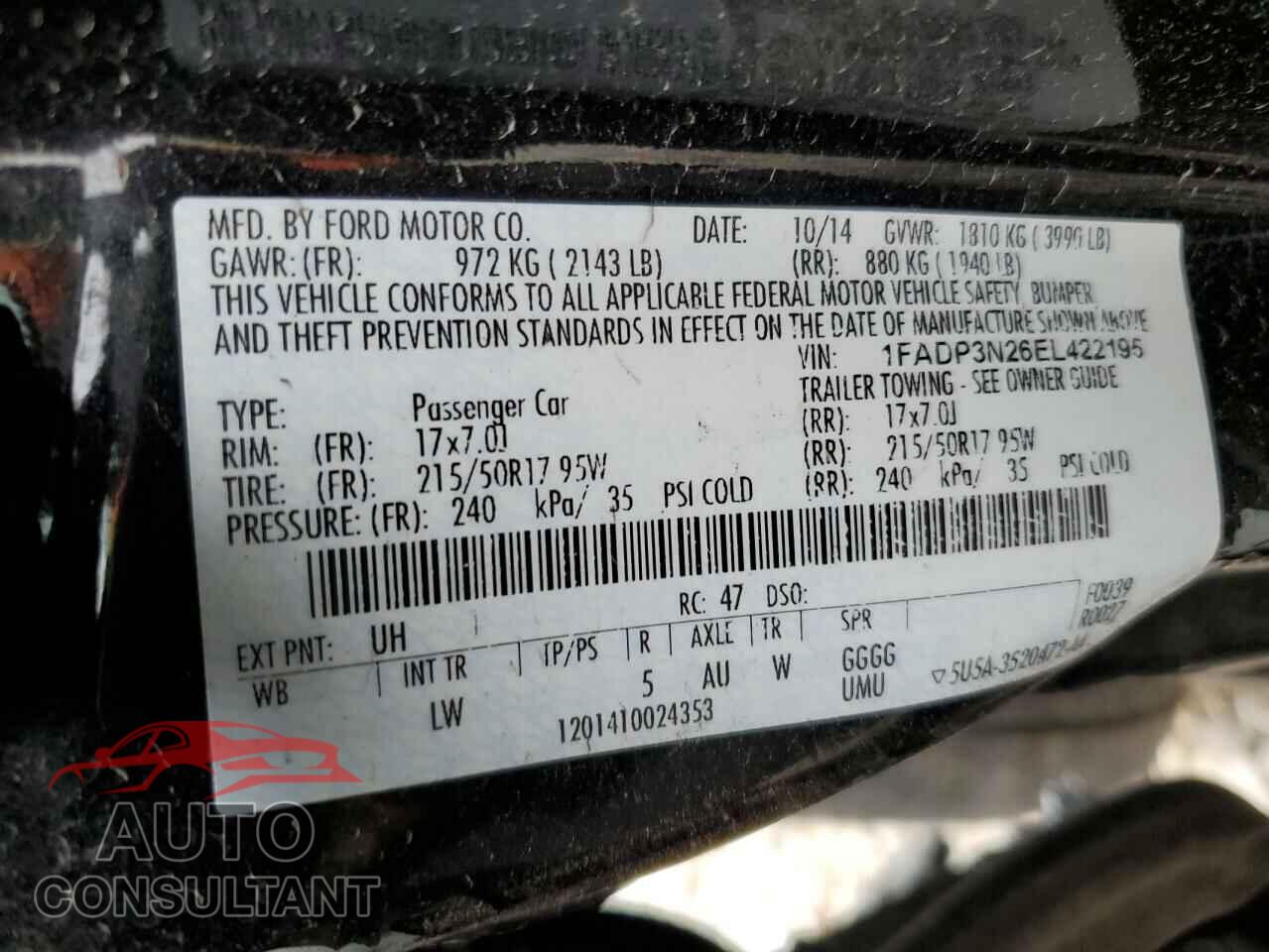 FORD FOCUS 2014 - 1FADP3N26EL422195