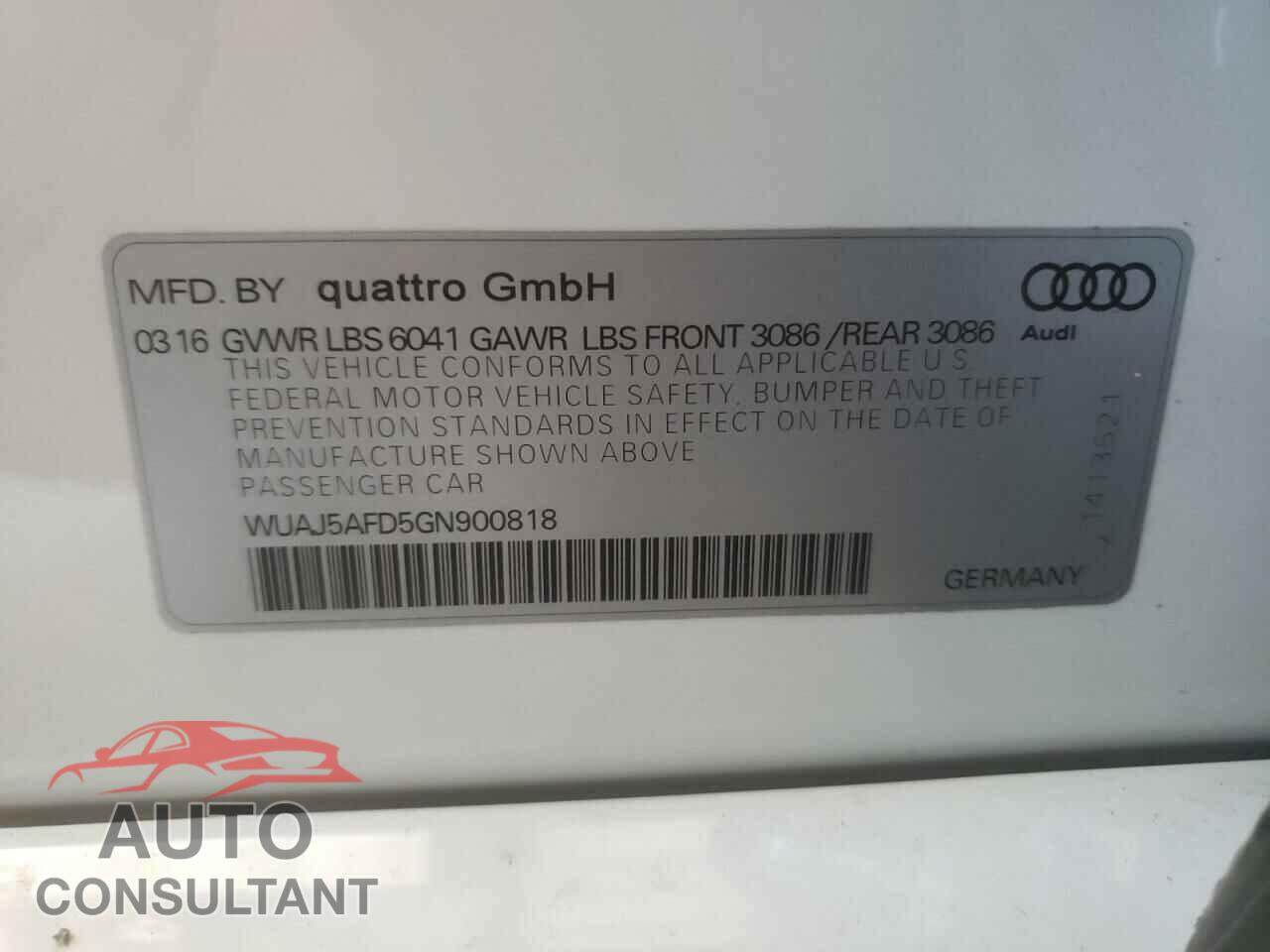 AUDI S8 2016 - WUAJ5AFD5GN900818