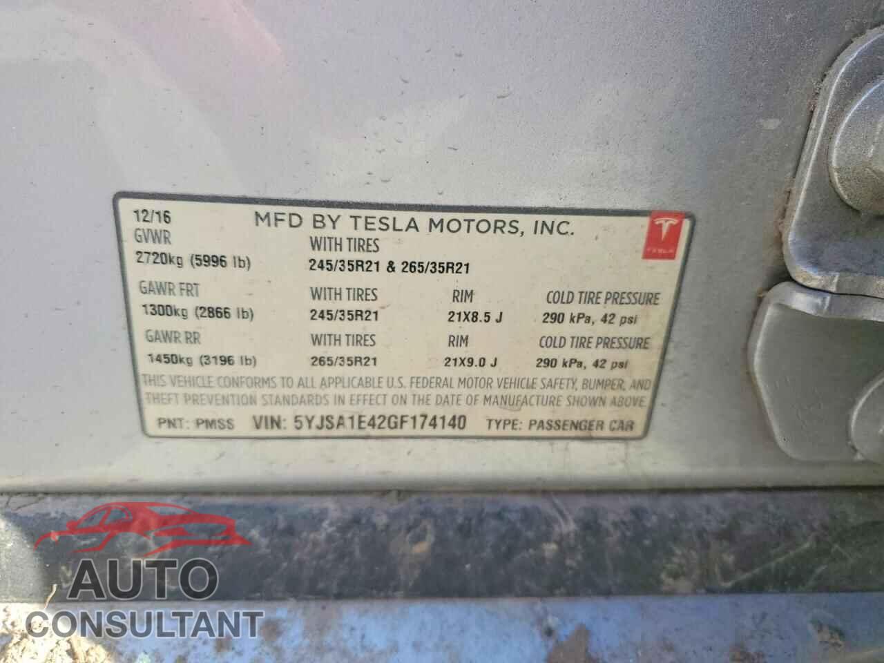 TESLA MODEL S 2016 - 5YJSA1E42GF174140