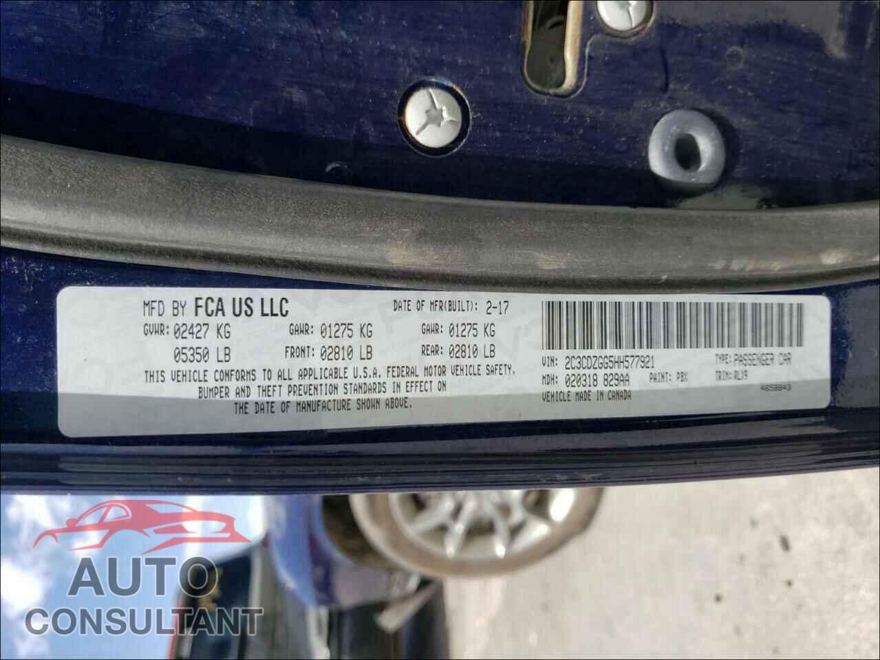 DODGE CHALLENGER 2017 - 2C3CDZGG5HH577921