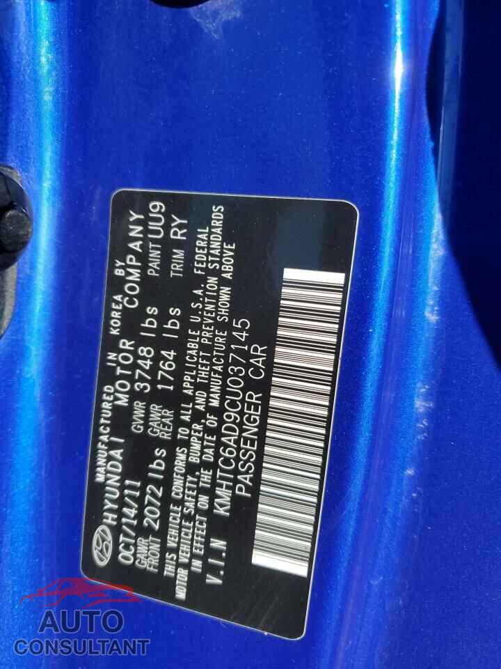 HYUNDAI VELOSTER 2012 - KMHTC6AD9CU037145