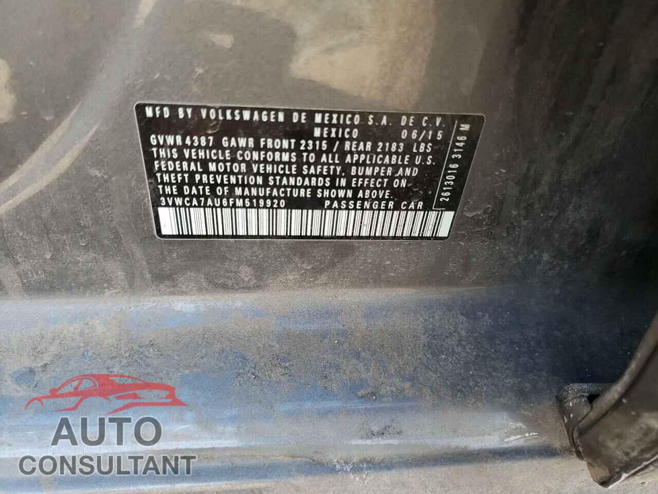 VOLKSWAGEN GOLF 2015 - 3VWCA7AU6FM519920