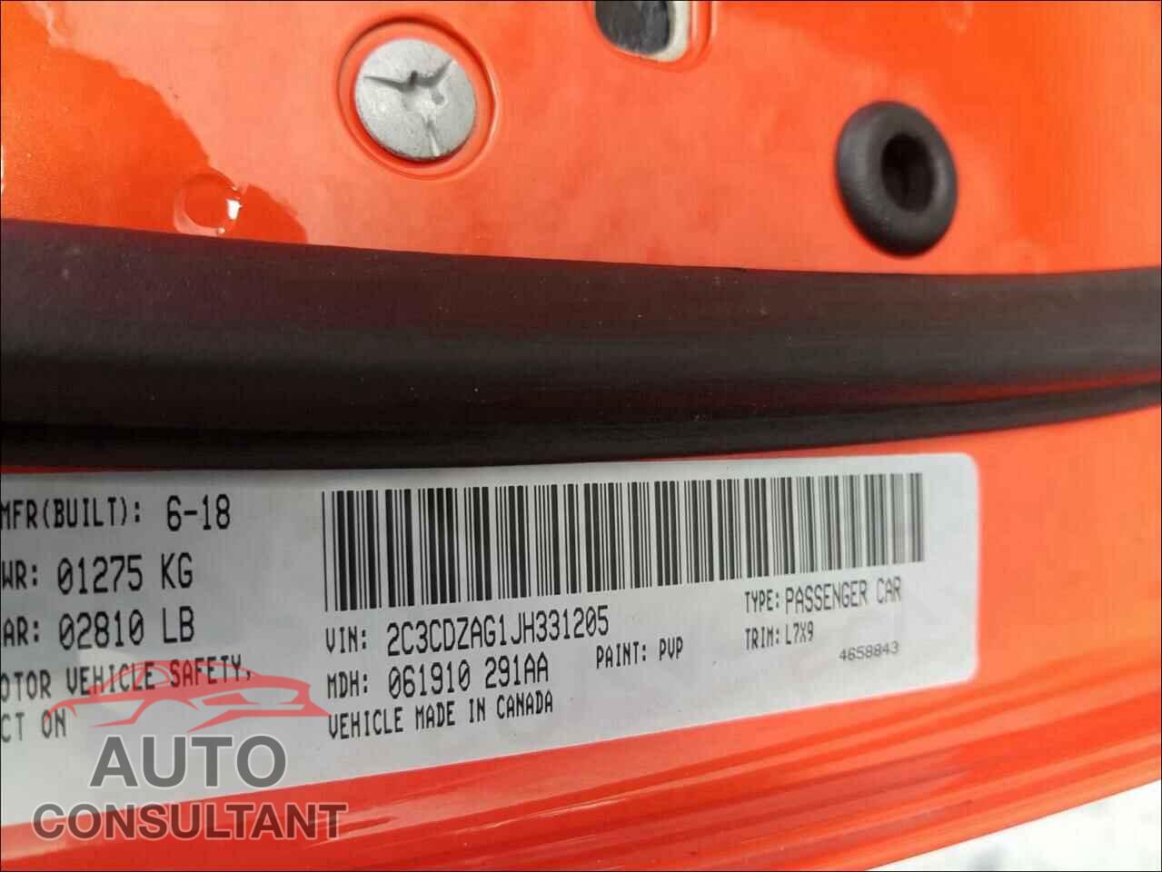 DODGE CHALLENGER 2018 - 2C3CDZAG1JH331205