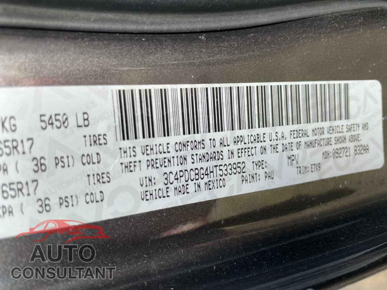 DODGE JOURNEY 2017 - 3C4PDCBG4HT533952