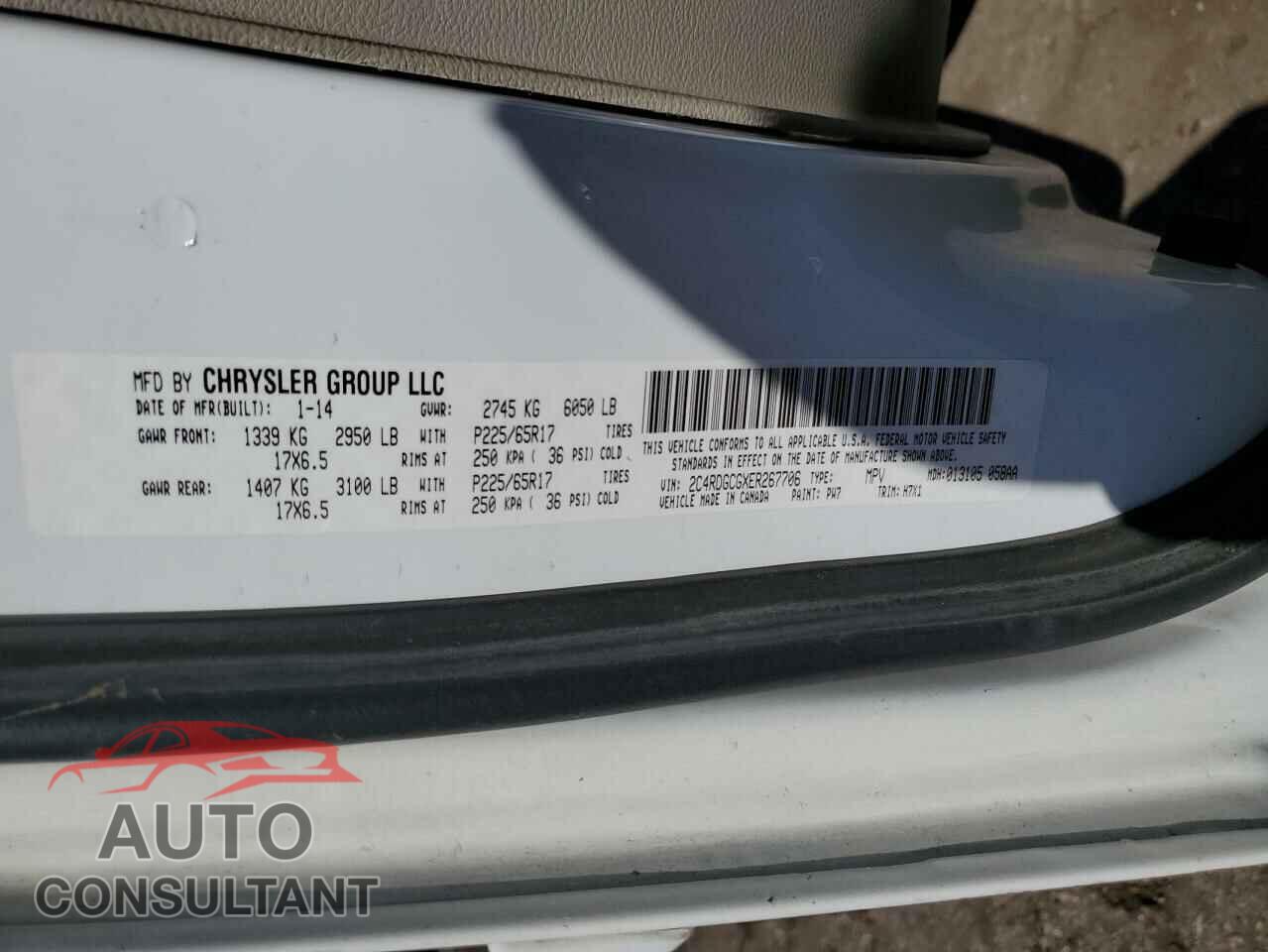 DODGE CARAVAN 2014 - 2C4RDGCGXER267706