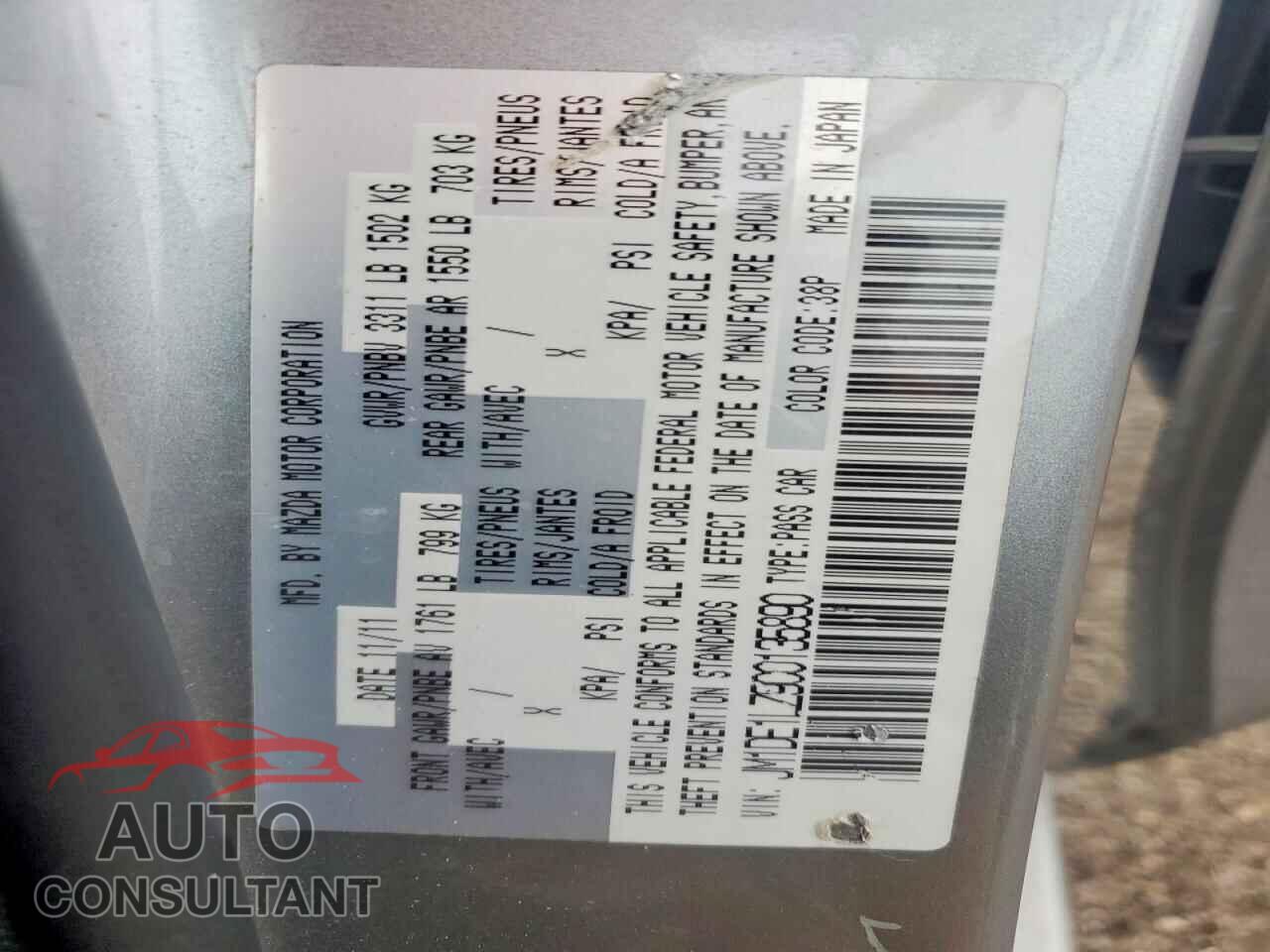 MAZDA 2 2012 - JM1DE1LZ9C0135890