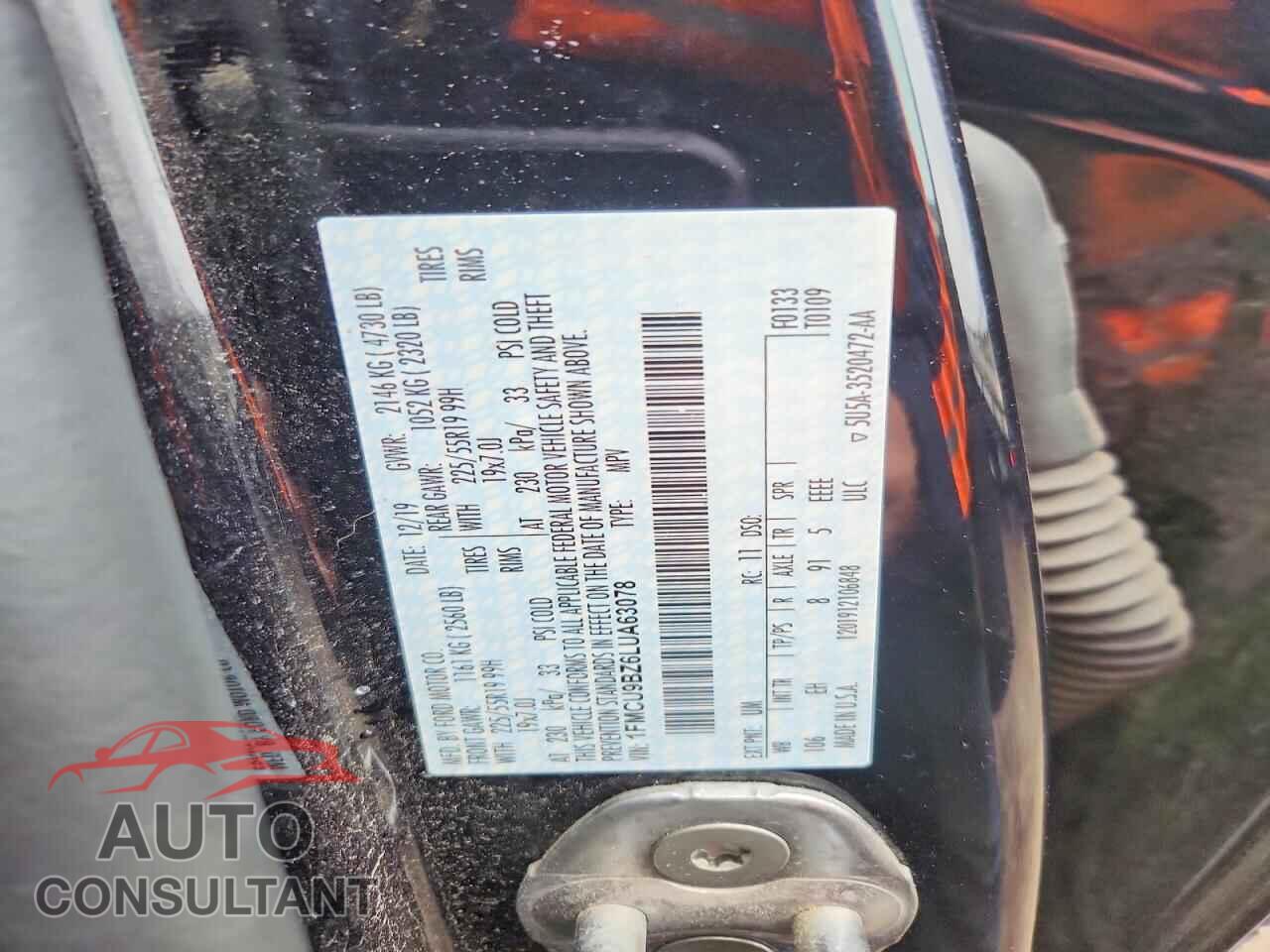 FORD ESCAPE 2020 - 1FMCU9BZ6LUA63078