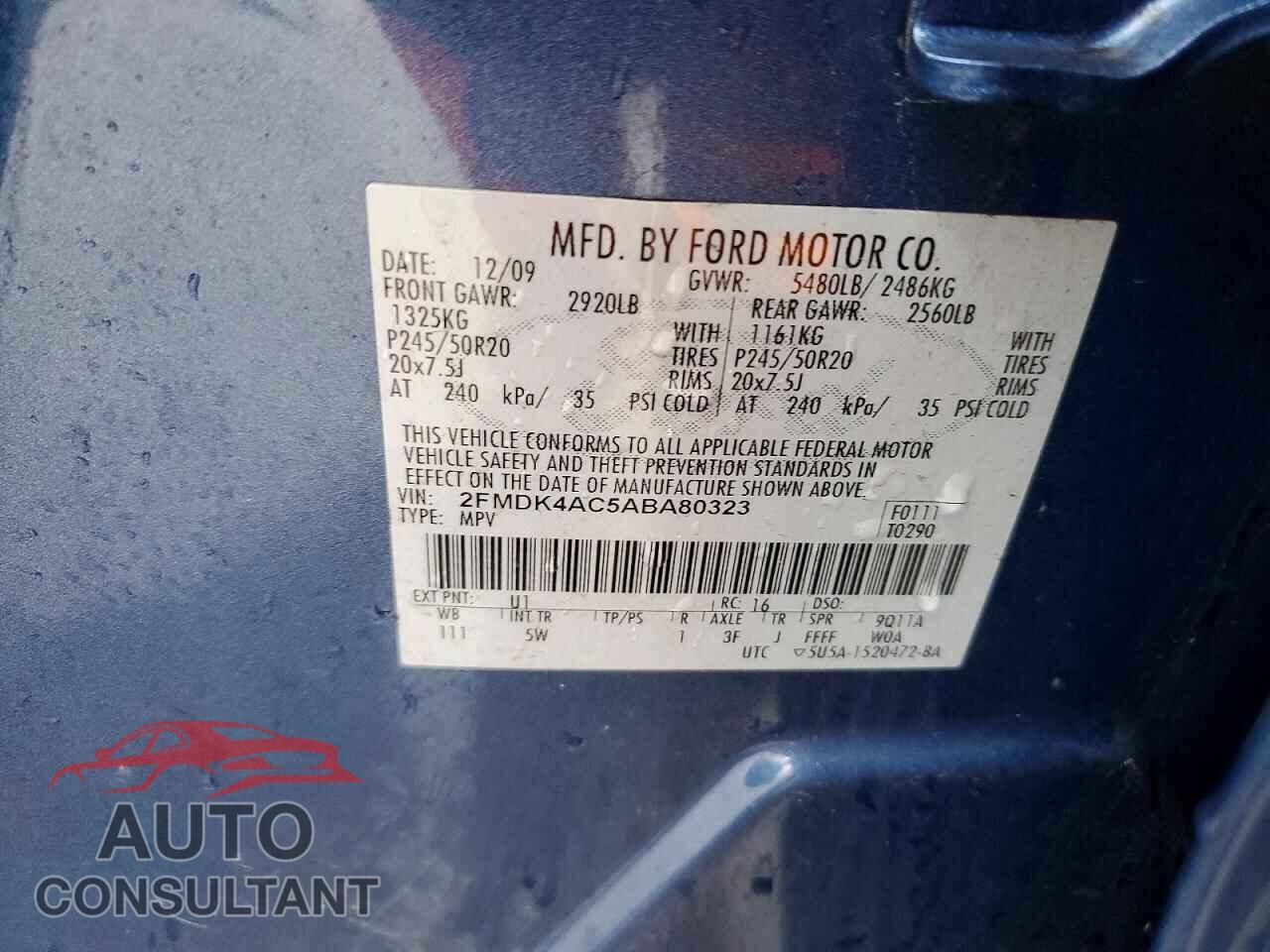 FORD EDGE 2010 - 2FMDK4AC5ABA80323