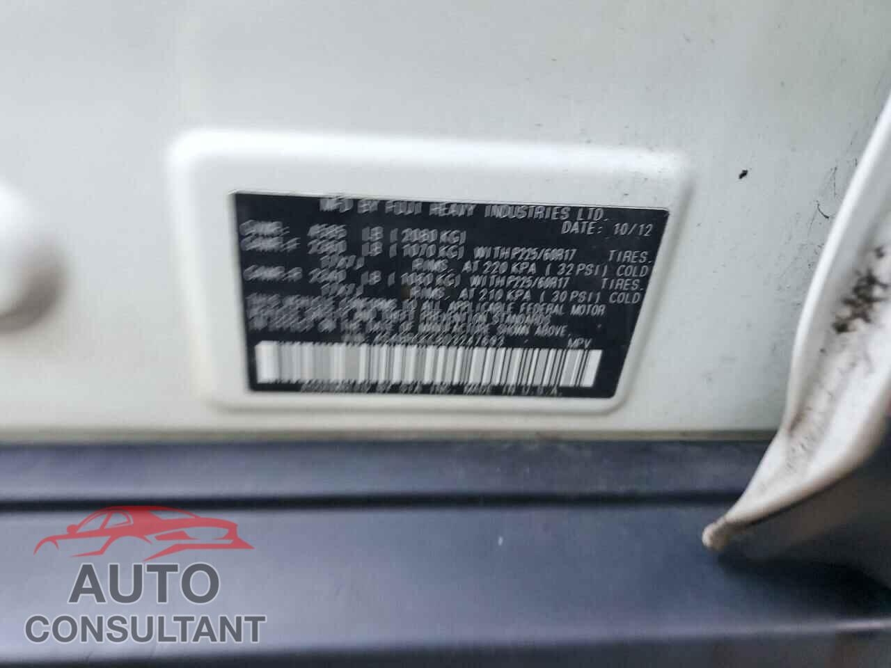 SUBARU OUTBACK 2013 - 4S4BRCKC8D3247693