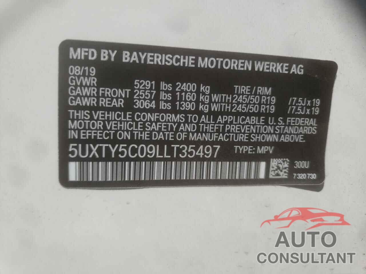 BMW X3 2020 - 5UXTY5C09LLT35497