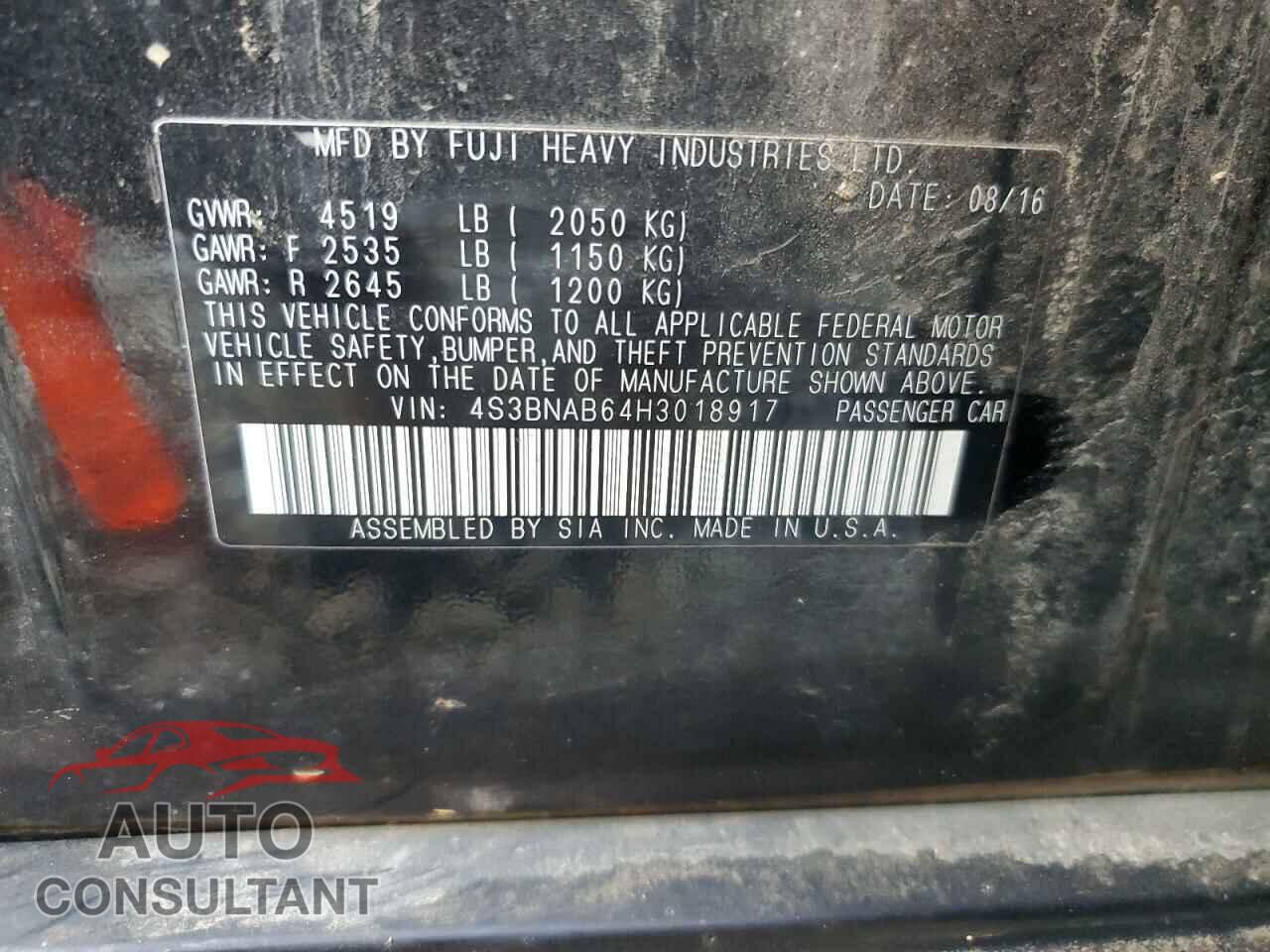 SUBARU LEGACY 2017 - 4S3BNAB64H3018917