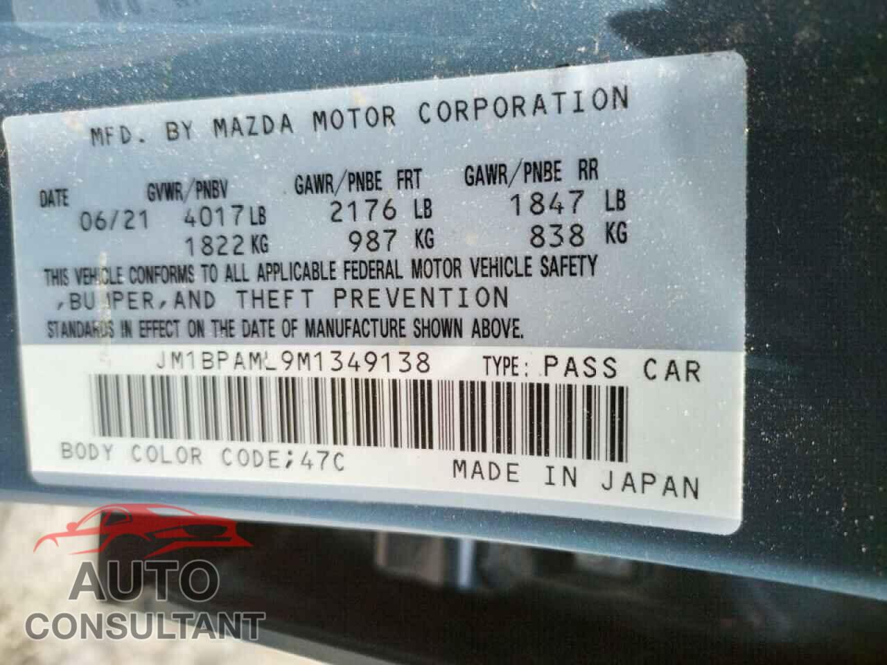 MAZDA 3 2021 - JM1BPAML9M1349138