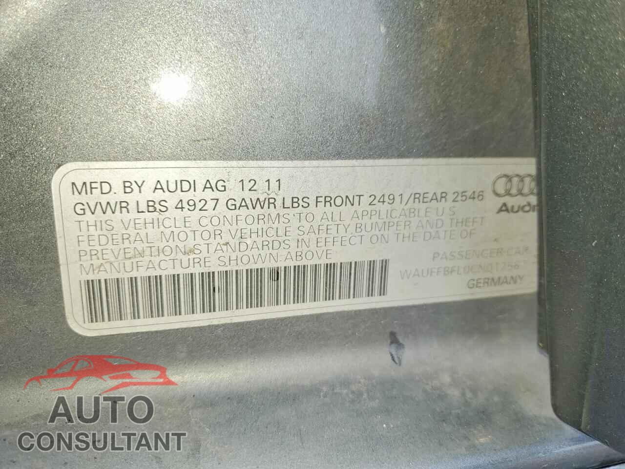 AUDI A4 2012 - WAUFFBFL0CN017567