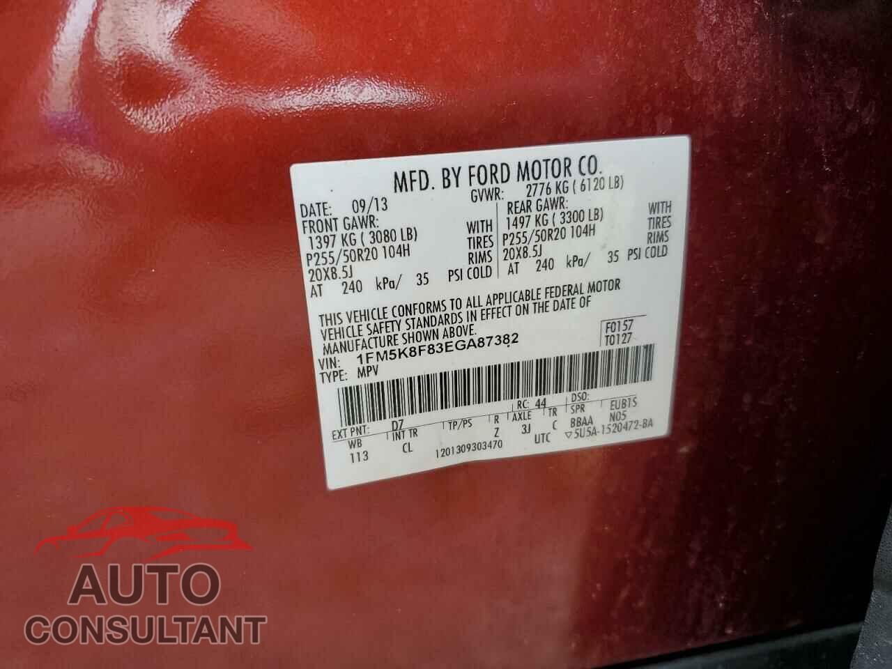 FORD EXPLORER 2014 - 1FM5K8F83EGA87382
