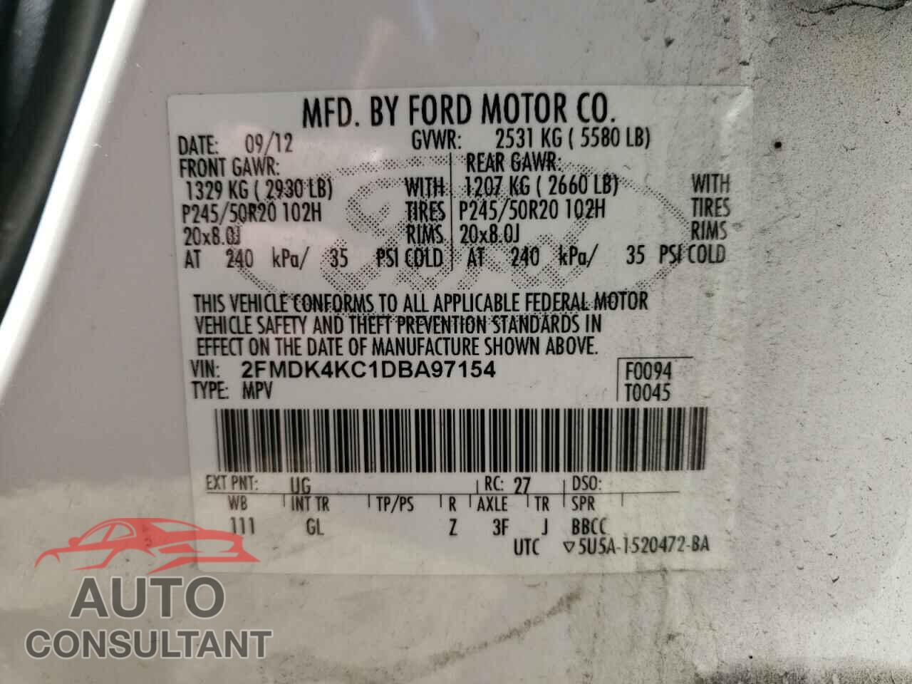 FORD EDGE 2013 - 2FMDK4KC1DBA97154