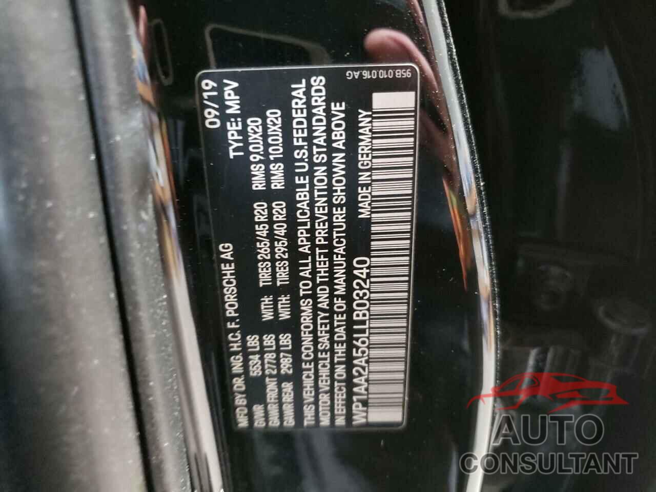 PORSCHE MACAN 2020 - WP1AA2A56LLB03240