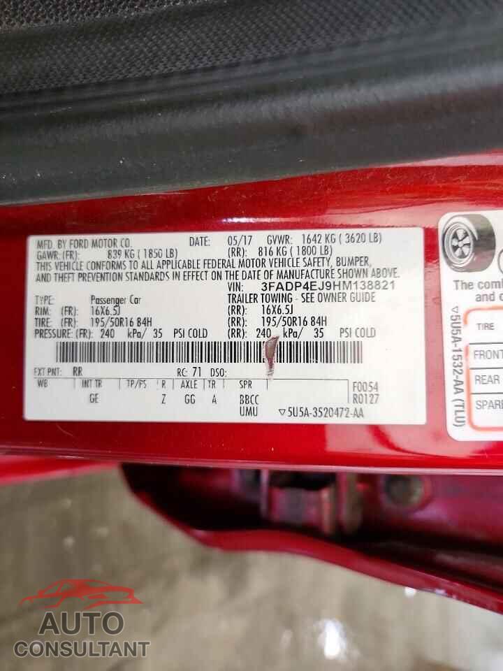FORD FIESTA 2017 - 3FADP4EJ9HM138821