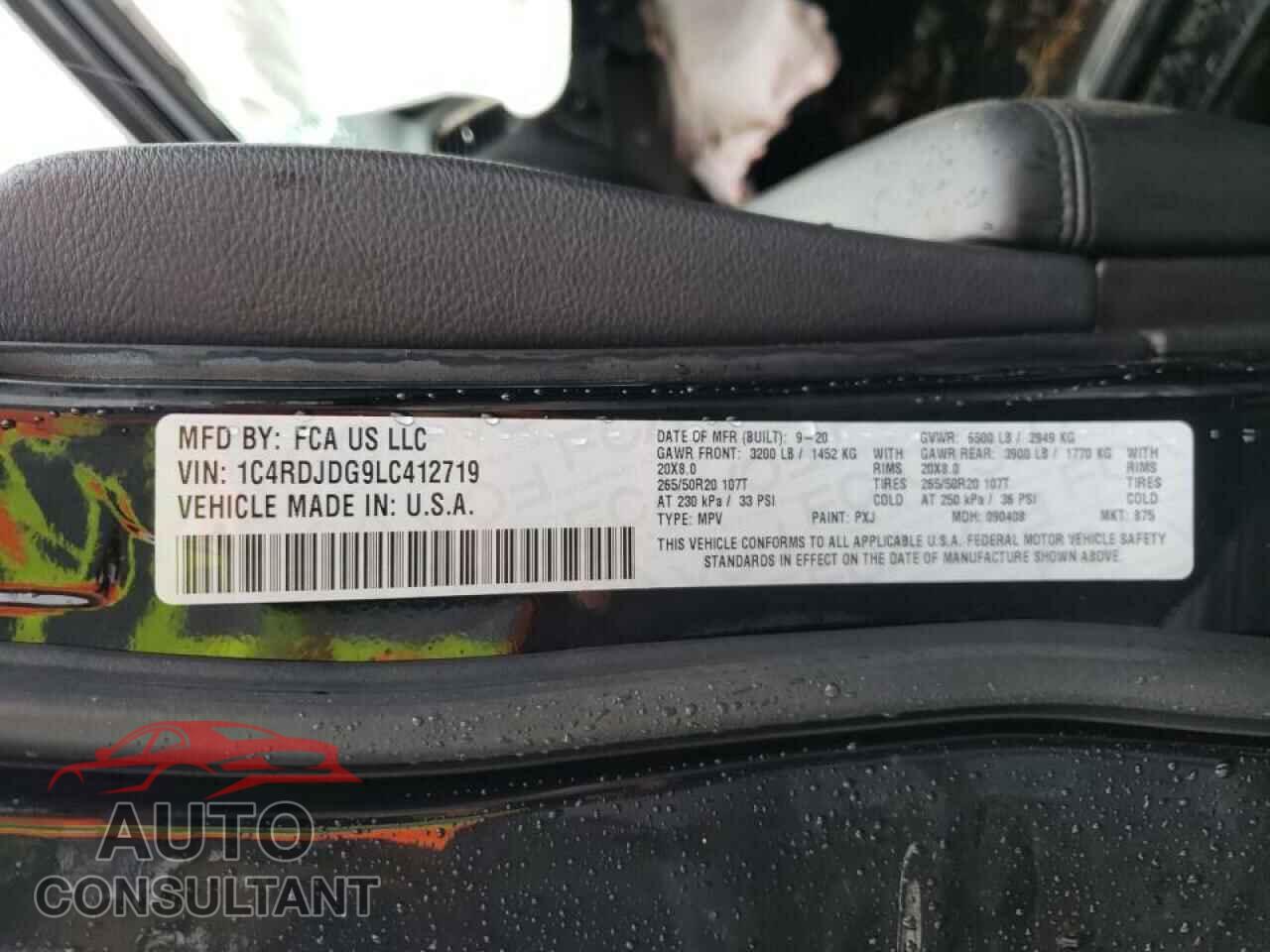 DODGE DURANGO 2020 - 1C4RDJDG9LC412719