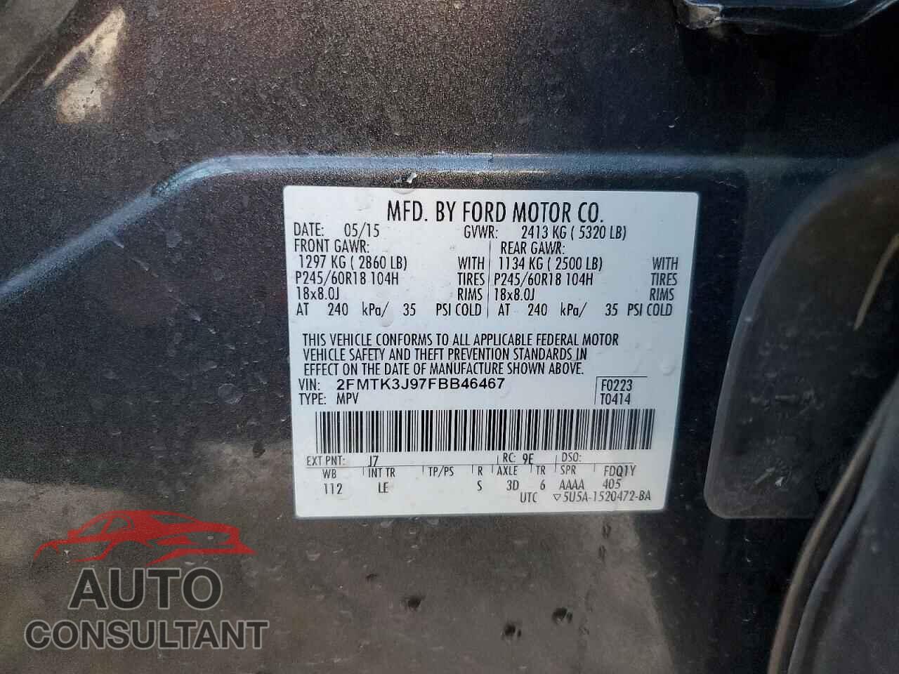 FORD EDGE 2015 - 2FMTK3J97FBB46467