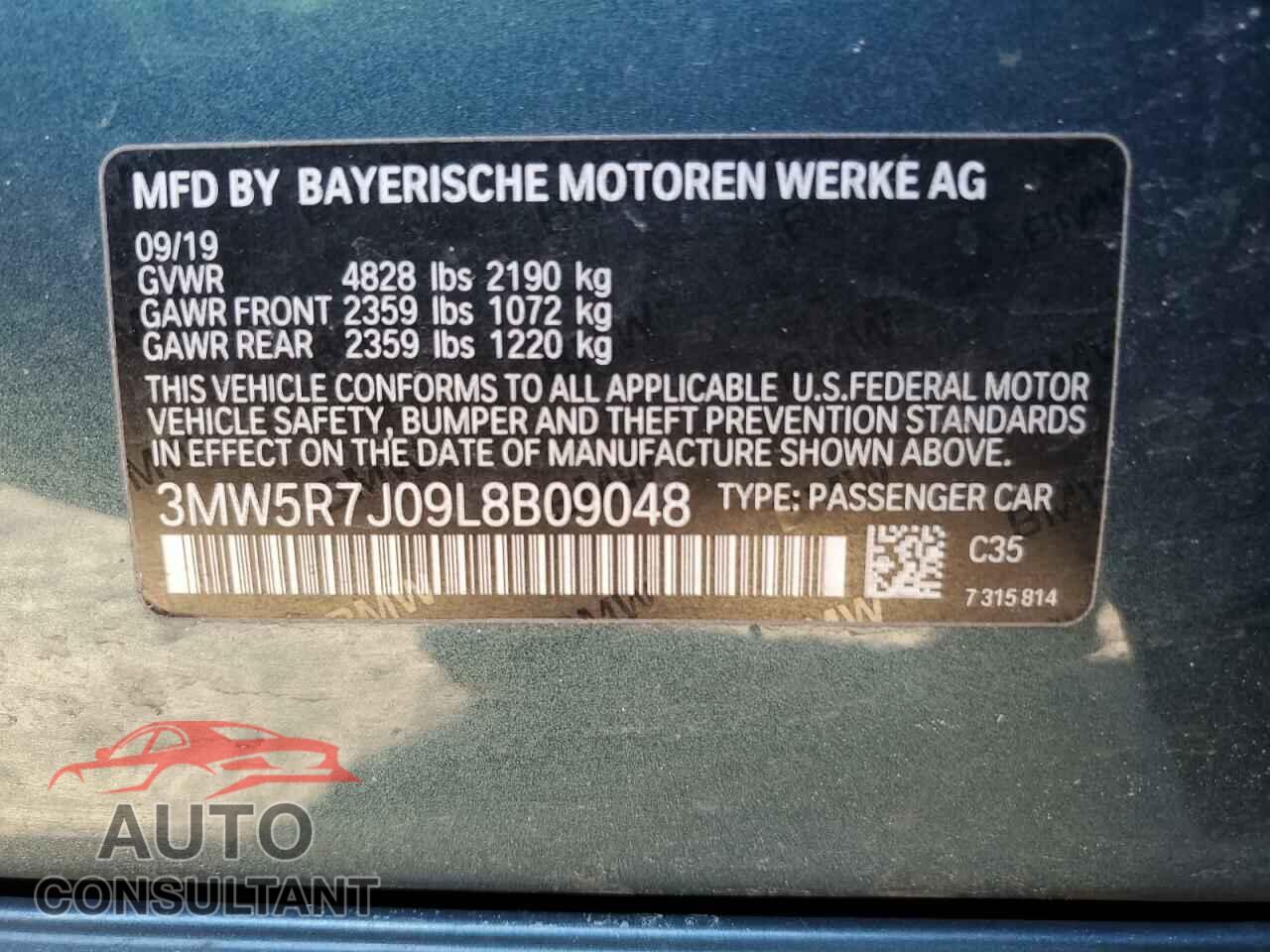 BMW 3 SERIES 2020 - 3MW5R7J09L8B09048