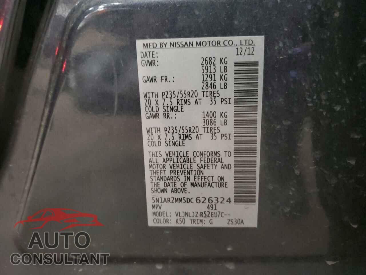 NISSAN PATHFINDER 2013 - 5N1AR2MM5DC626324