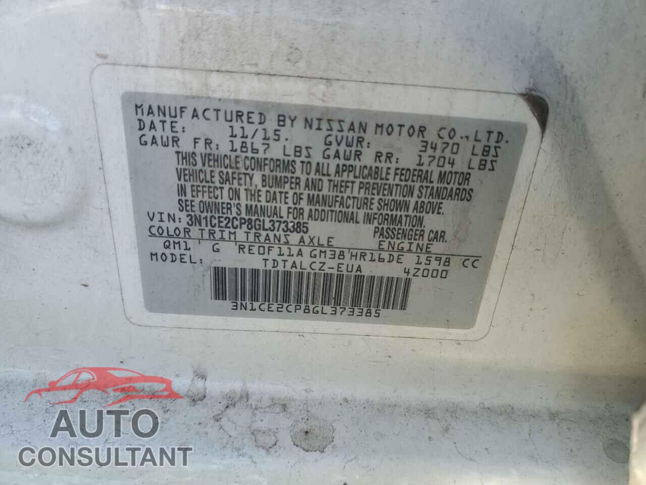NISSAN VERSA 2016 - 3N1CE2CP8GL373385